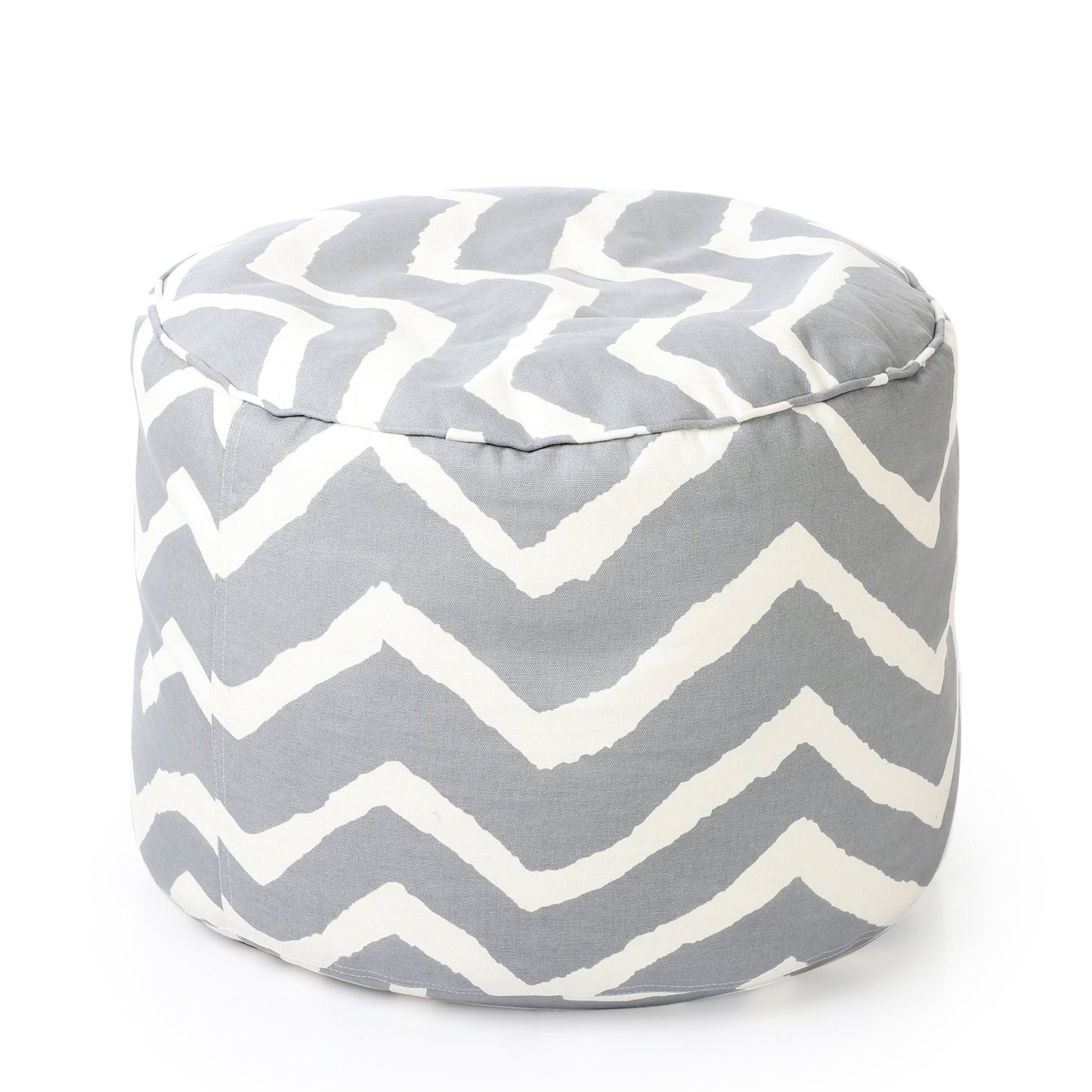 Round - Canvas Printed Bean Ottoman With Fillers - Large