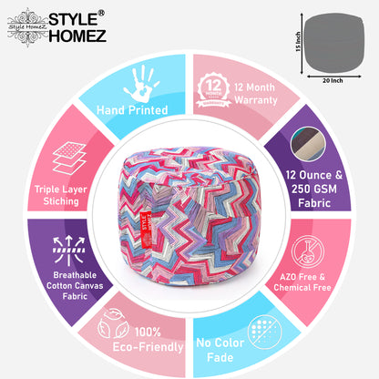 Round - Ottoman Printed Bean Bag With Fillers - Large