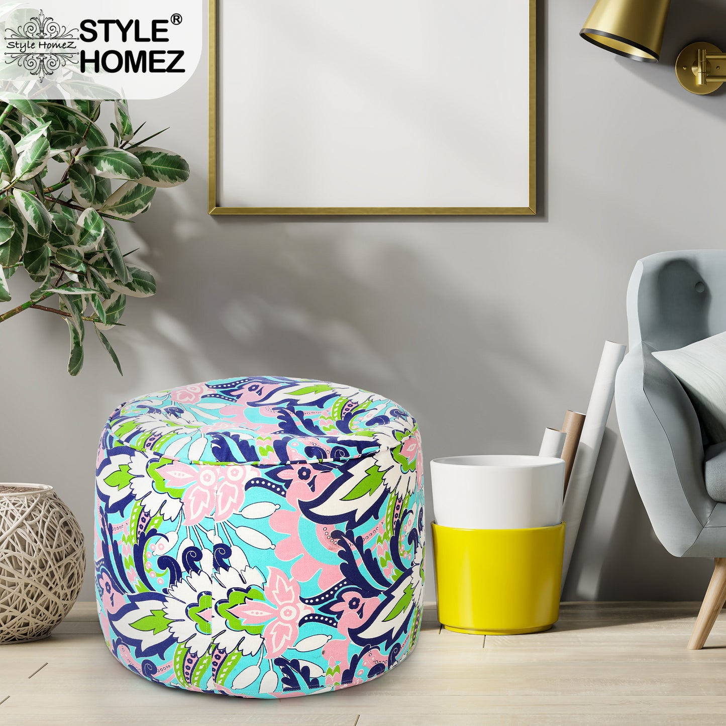 Round - Ottoman Printed Bean Bag With Fillers - Large