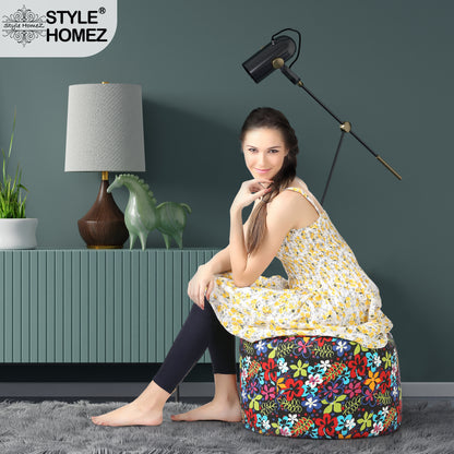 Round - Ottoman Printed Bean Bag With Fillers - Large
