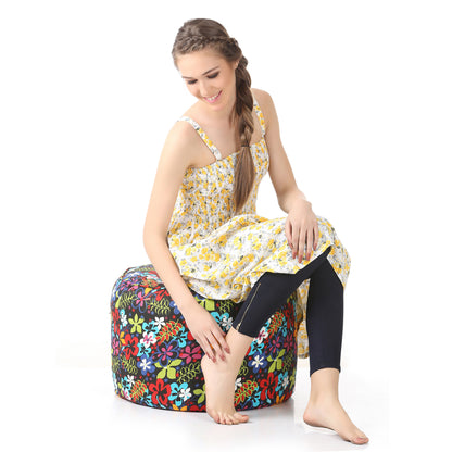 Round - Ottoman Printed Bean Bag With Fillers - Large