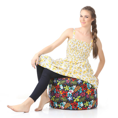 Round - Ottoman Printed Bean Bag With Fillers - Large