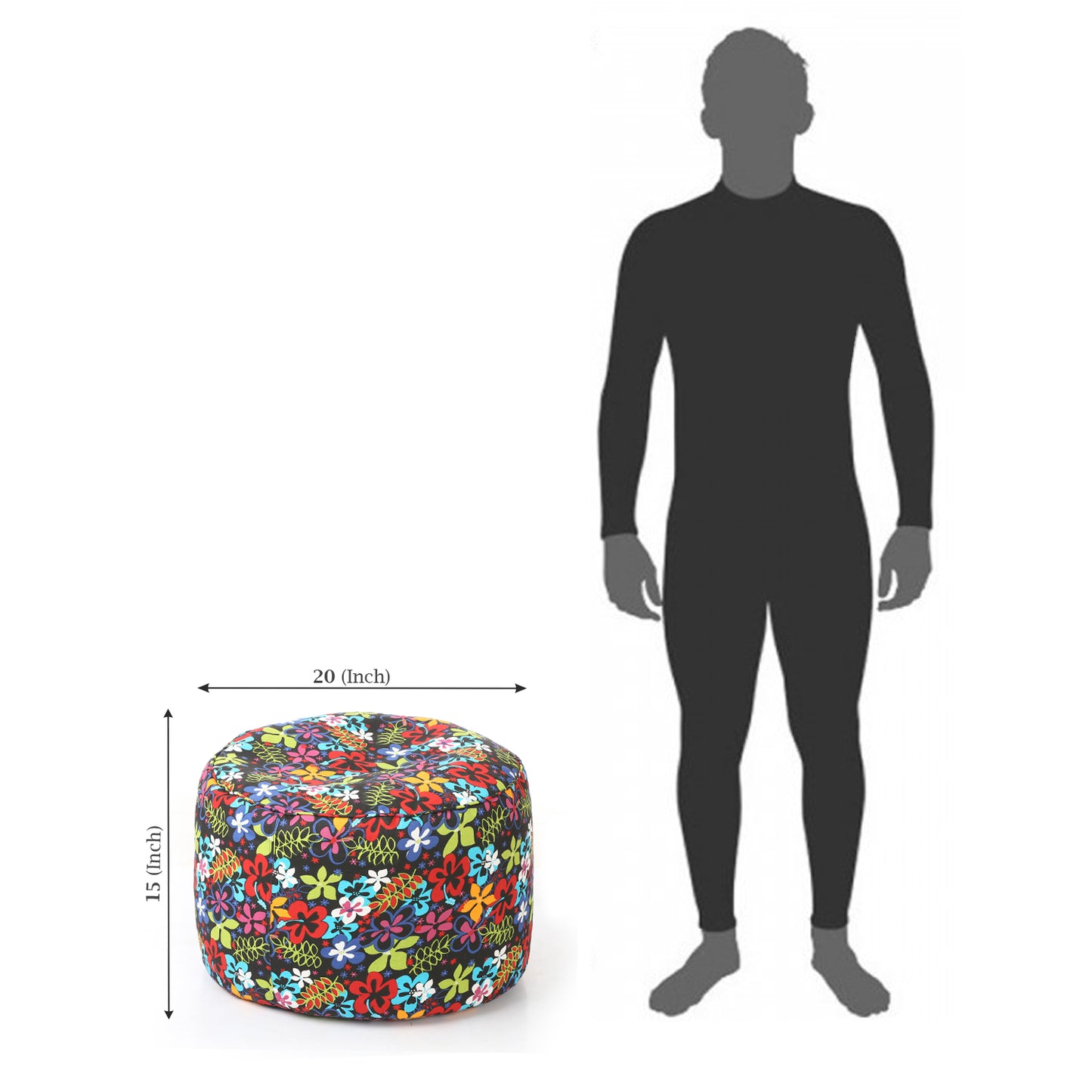 Round - Ottoman Printed Bean Bag With Fillers - Large