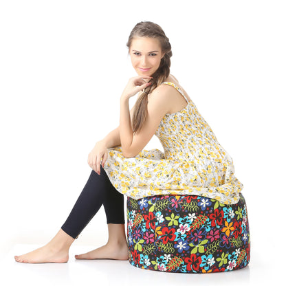 Round - Ottoman Printed Bean Bag With Fillers - Large