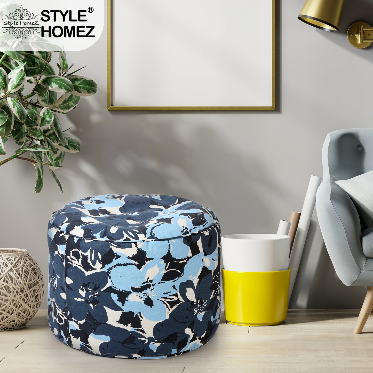 Round - Ottoman Printed Bean Bag With Fillers - Large