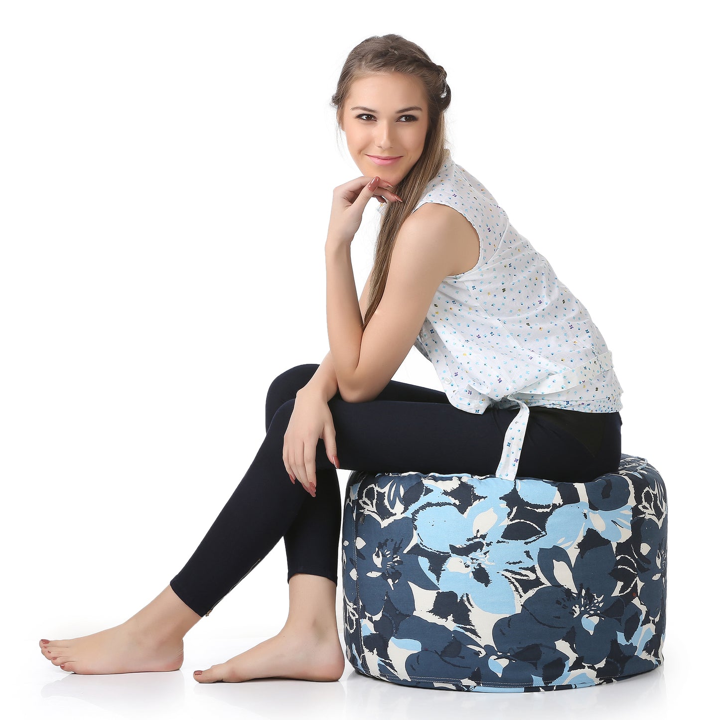 Round - Ottoman Printed Bean Bag With Fillers - Large