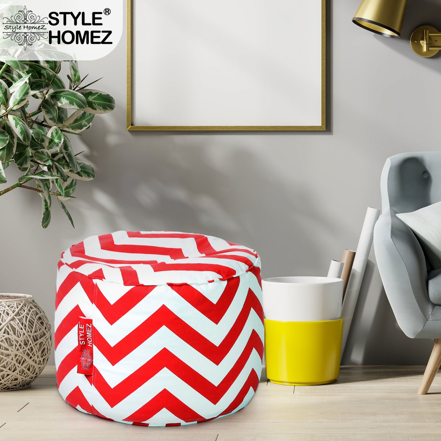 Round - Ottoman Printed Bean Bag With Fillers - Large