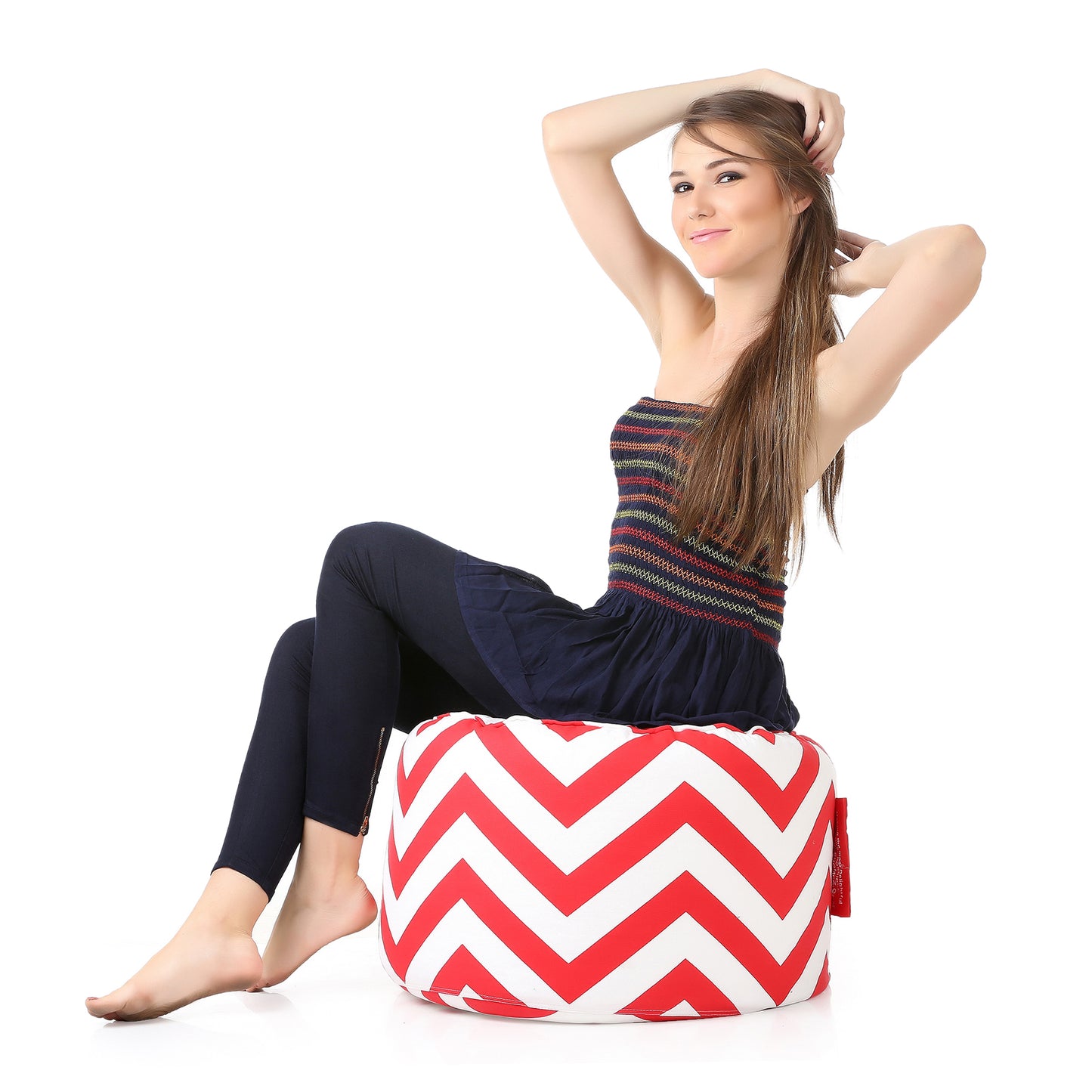 Round - Ottoman Printed Bean Bag With Fillers - Large