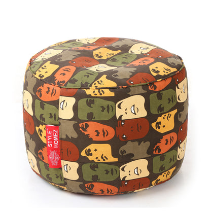 Round - Ottoman Printed Bean Bag With Fillers - Large