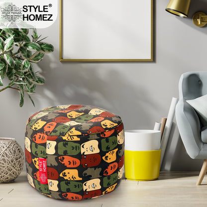 Round - Ottoman Printed Bean Bag With Fillers - Large