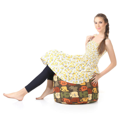 Round - Ottoman Printed Bean Bag With Fillers - Large