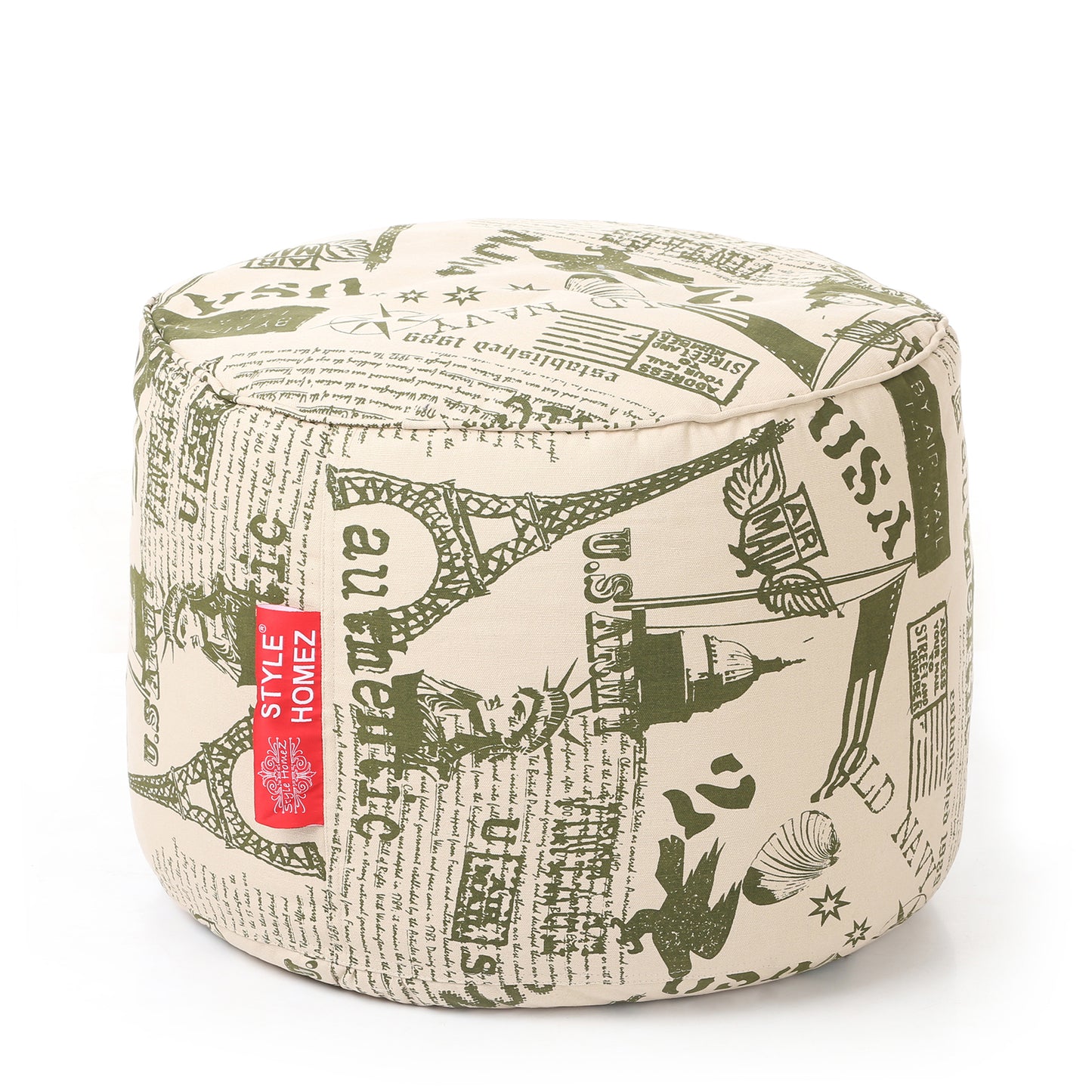 Round - Ottoman Printed Bean Bag With Fillers - Large