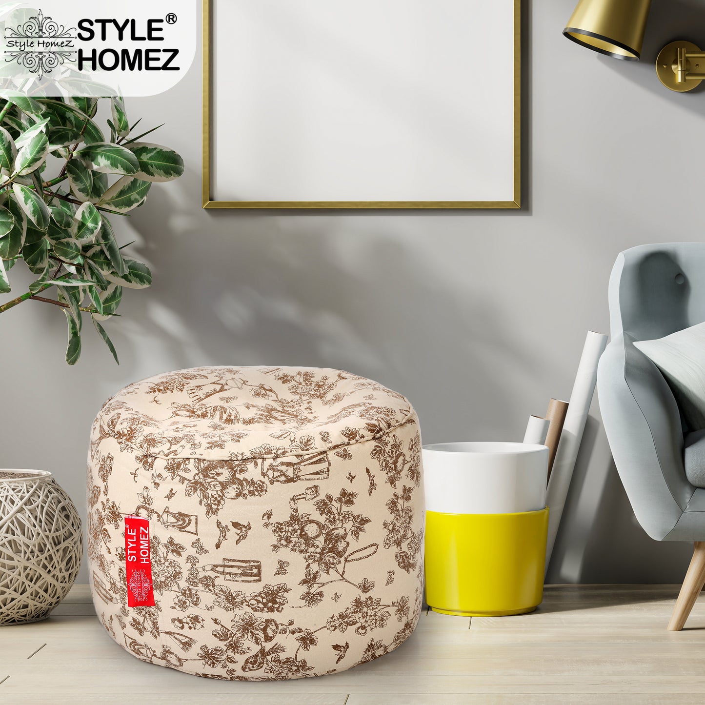 Round - Ottoman Printed Bean Bag With Fillers - Large