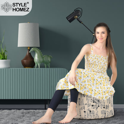 Round - Ottoman Printed Bean Bag With Fillers - Large