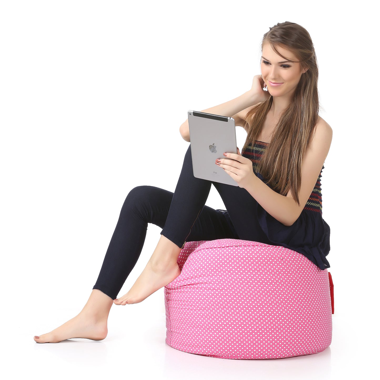 Round - Ottoman Printed Bean Bag With Fillers - Large