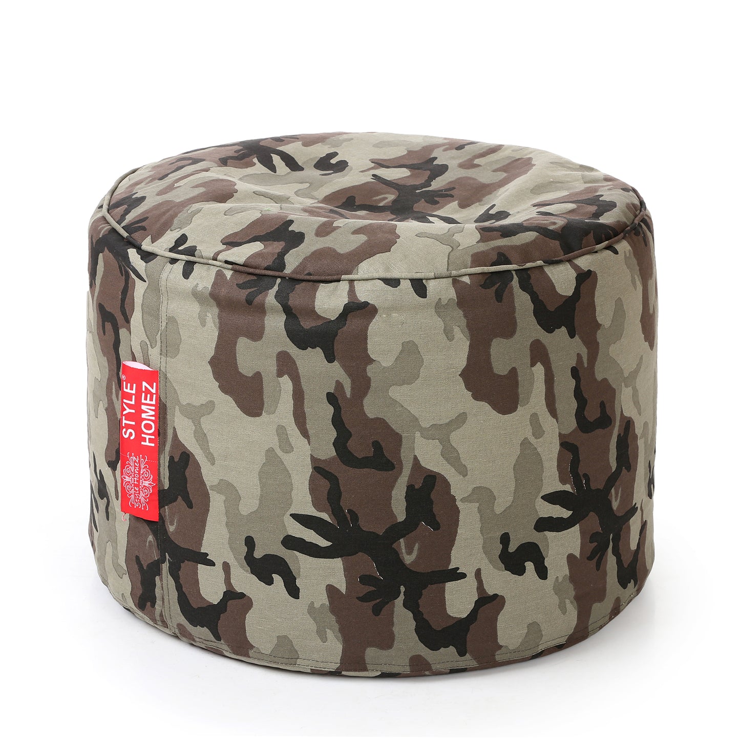 Round - Canvas Printed Bean Ottoman With Fillers - Large
