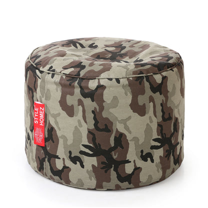 Round - Canvas Printed Bean Ottoman With Fillers - Large