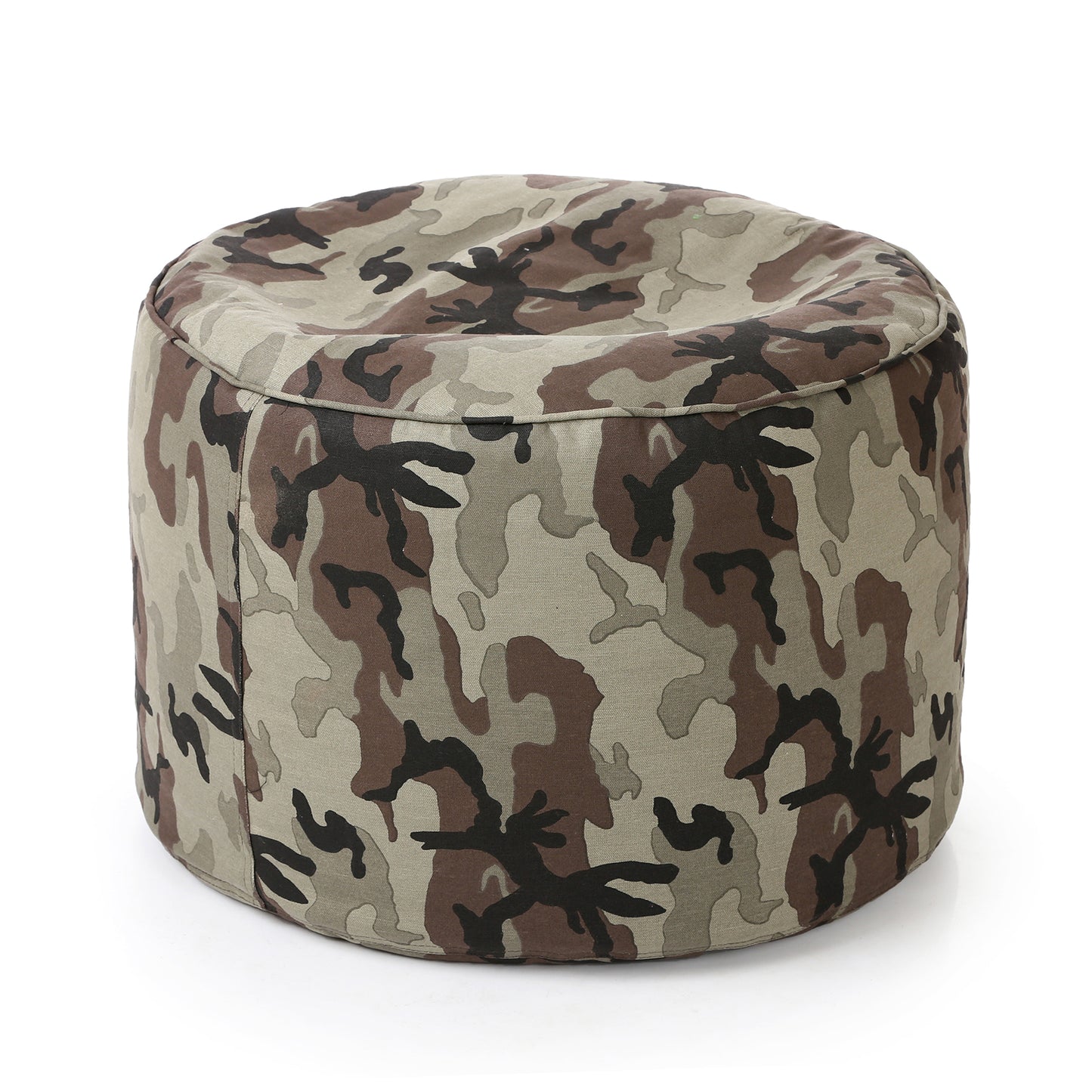 Round - Canvas Printed Bean Ottoman With Fillers - Large