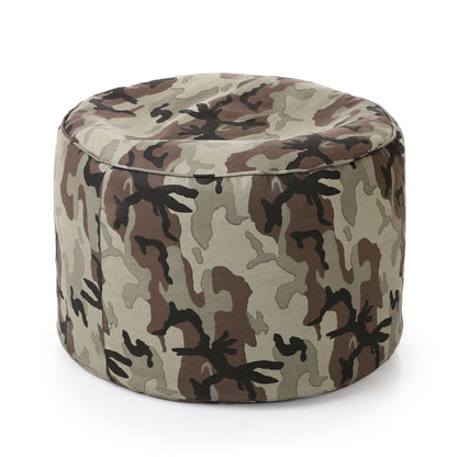 Round - Canvas Printed Bean Ottoman With Fillers - Large