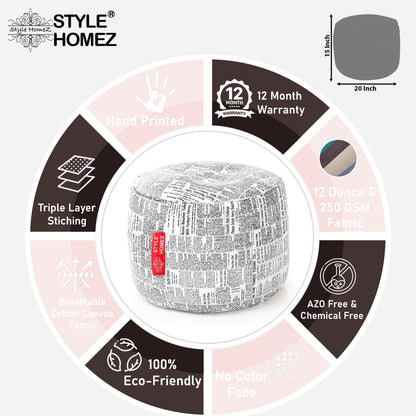 Round - Ottoman Printed Bean Bag With Fillers - Large