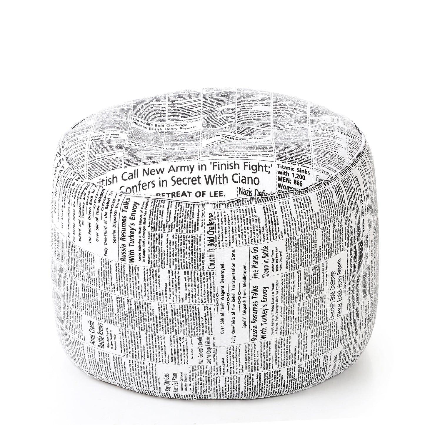 Round - Ottoman Printed Bean Bag With Fillers - Large