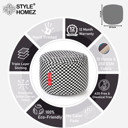 Round - Ottoman Printed Bean Bag With Fillers - Large