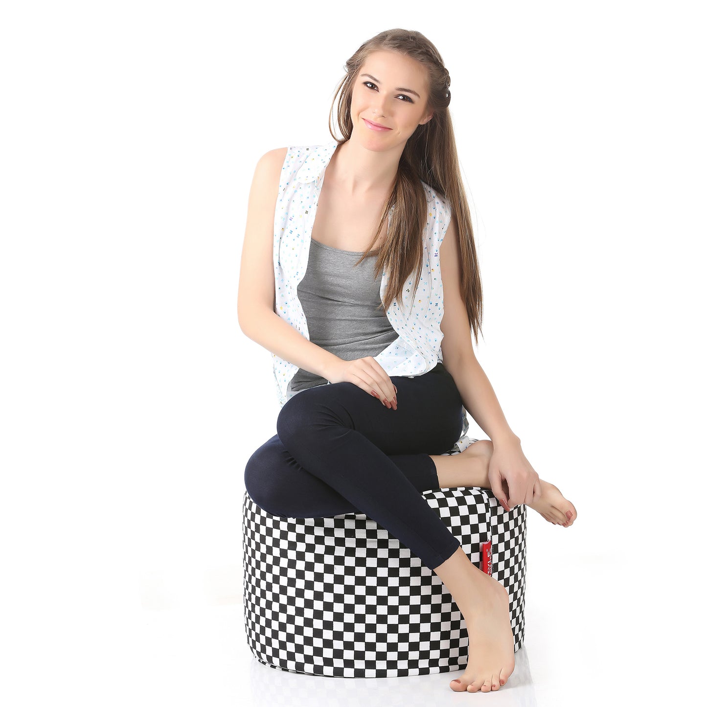 Round - Ottoman Printed Bean Bag With Fillers - Large