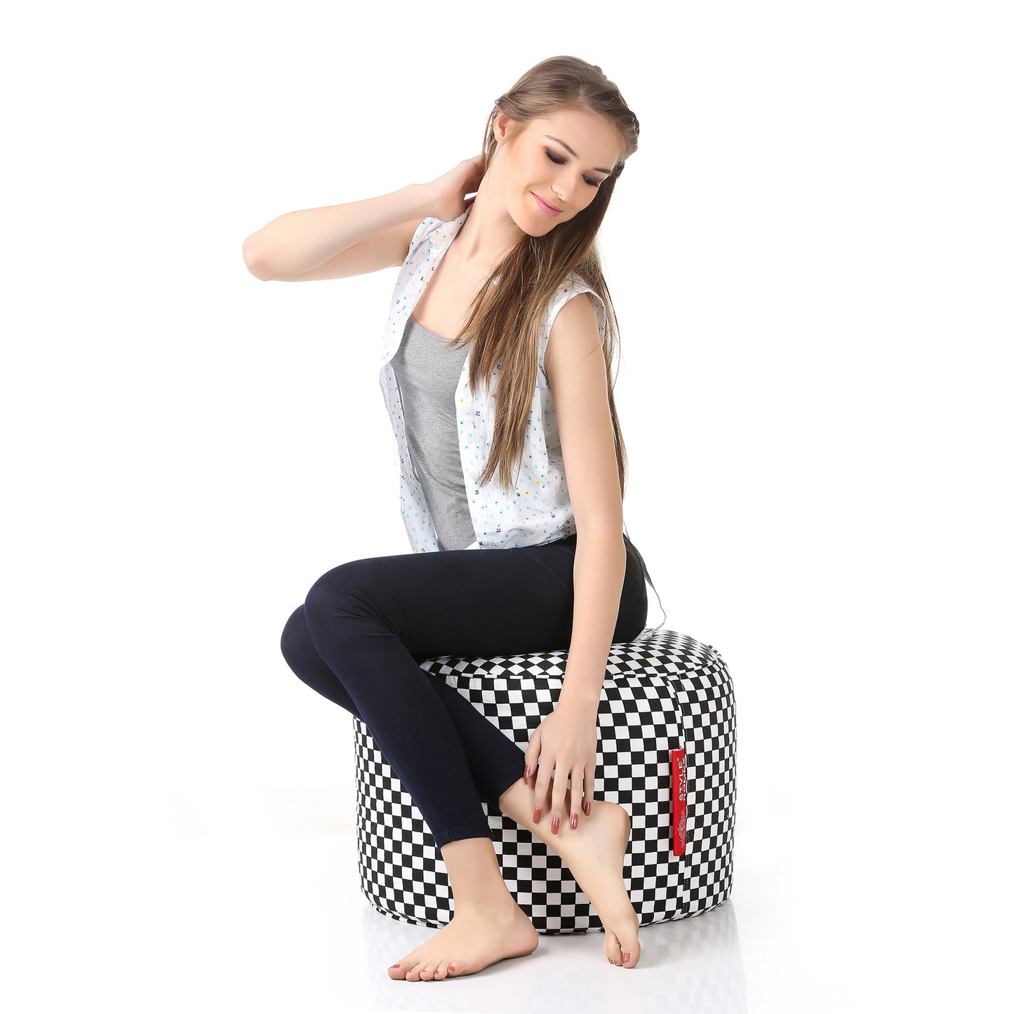 Round - Ottoman Printed Bean Bag With Fillers - Large