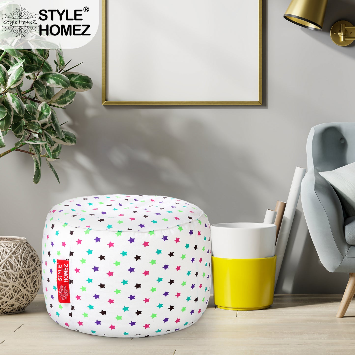 Round - Ottoman Printed Bean Bag With Fillers - Large