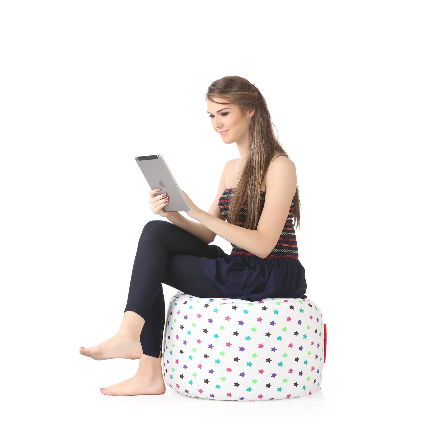 Round - Ottoman Printed Bean Bag With Fillers - Large