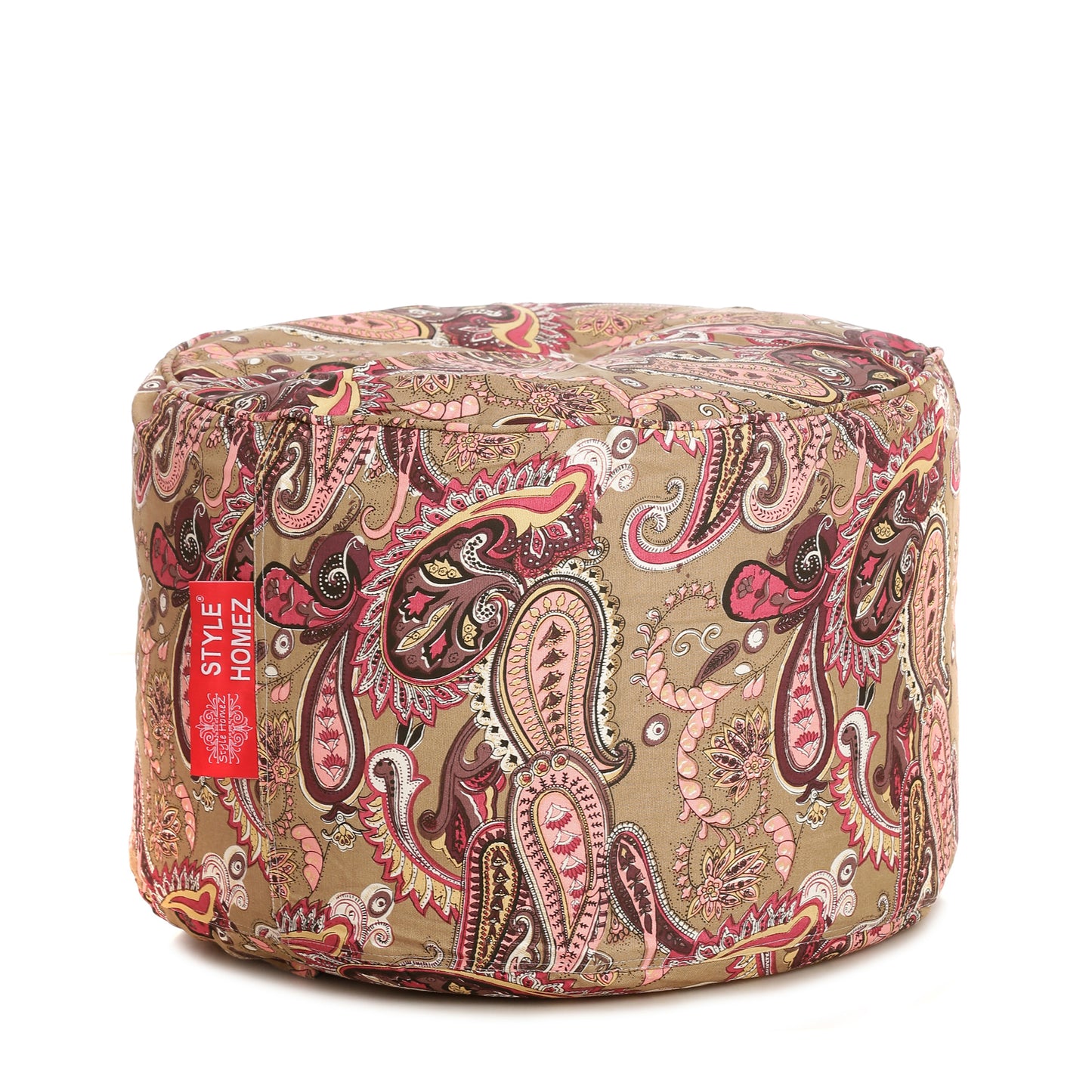 Round - Cotton Canvas Printed Ottoman  Bean Stool - Large