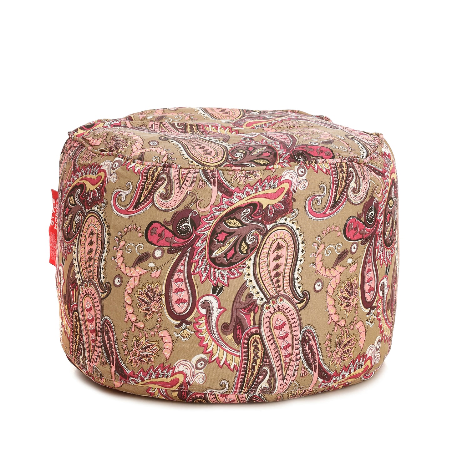 Round - Cotton Canvas Printed Ottoman  Bean Stool - Large
