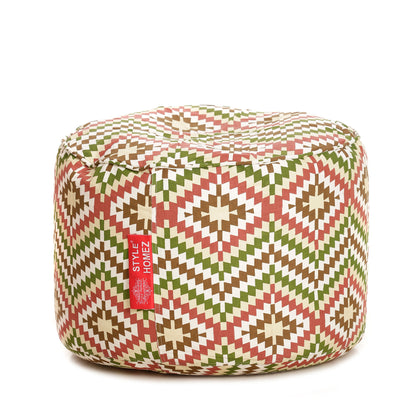 Round - Cotton Canvas Printed Ottoman  Bean Stool - Large