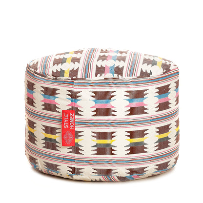 Round - Cotton Canvas Printed Ottoman  Bean Stool - Large