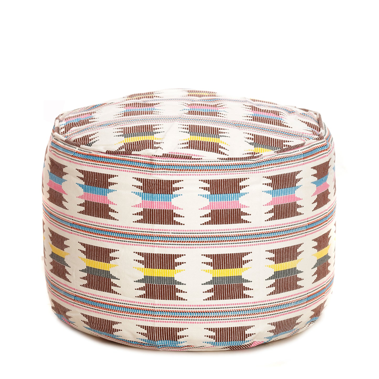 Round - Cotton Canvas Printed Ottoman  Bean Stool - Large