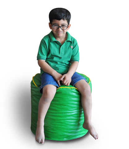 Round - Leatherette Bean Bag Ottoman With Beans - Large