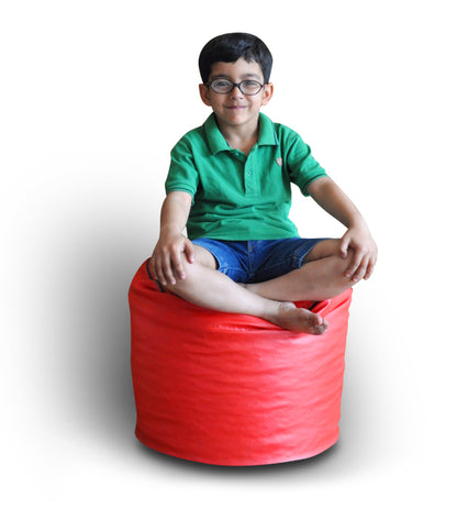 Round - Leatherette Bean Bag Ottoman With Beans - Large