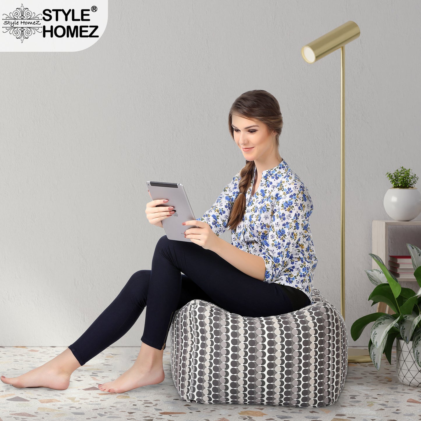 Square - Ottoman Printed Bean Bag With Fillers - Large