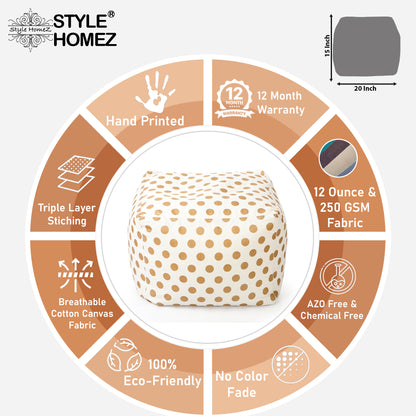Square - Ottoman Printed Bean Bag With Fillers - Large