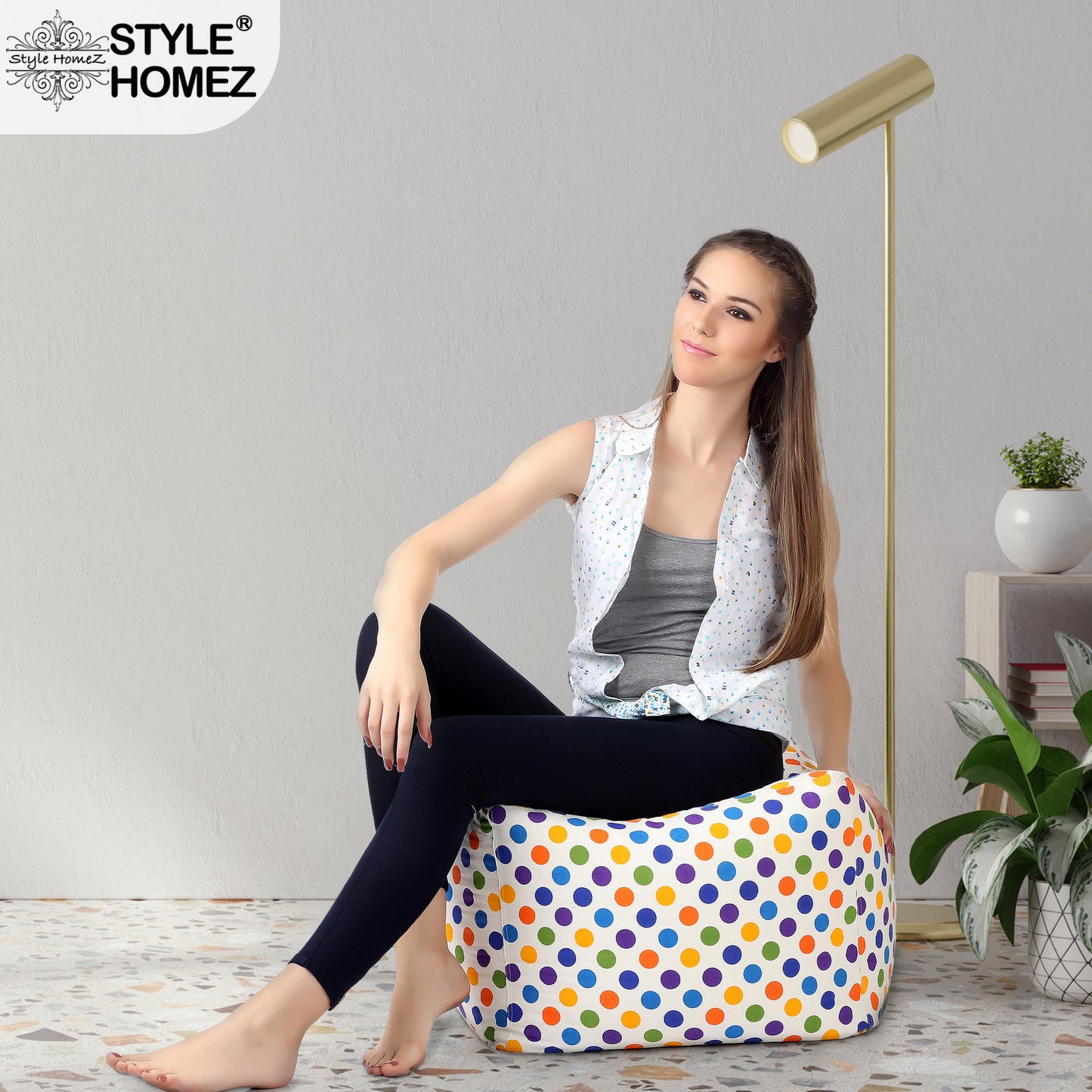 Square - Ottoman Printed Bean Bag With Fillers - Large