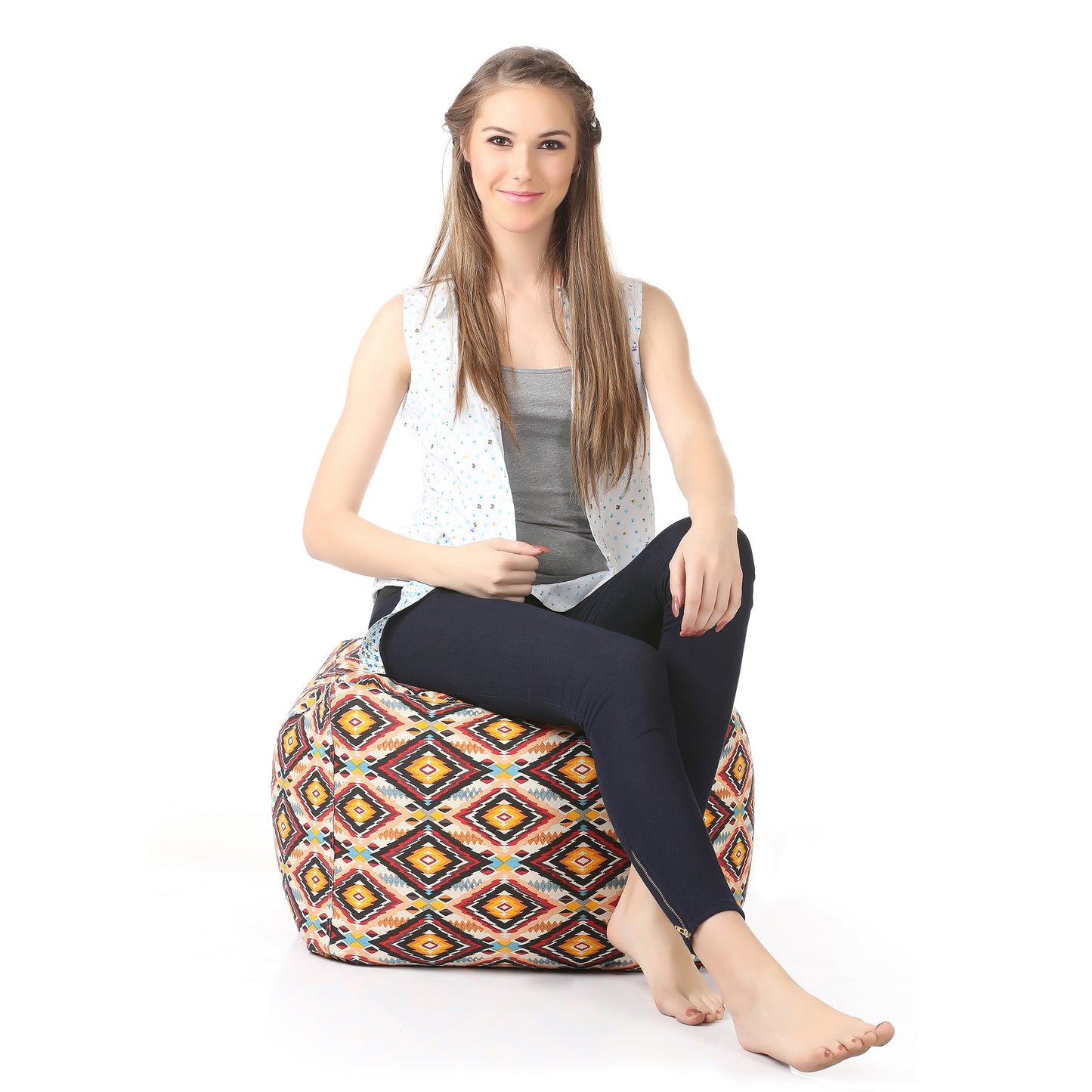 Square - Ottoman Printed Bean Bag With Fillers - Large