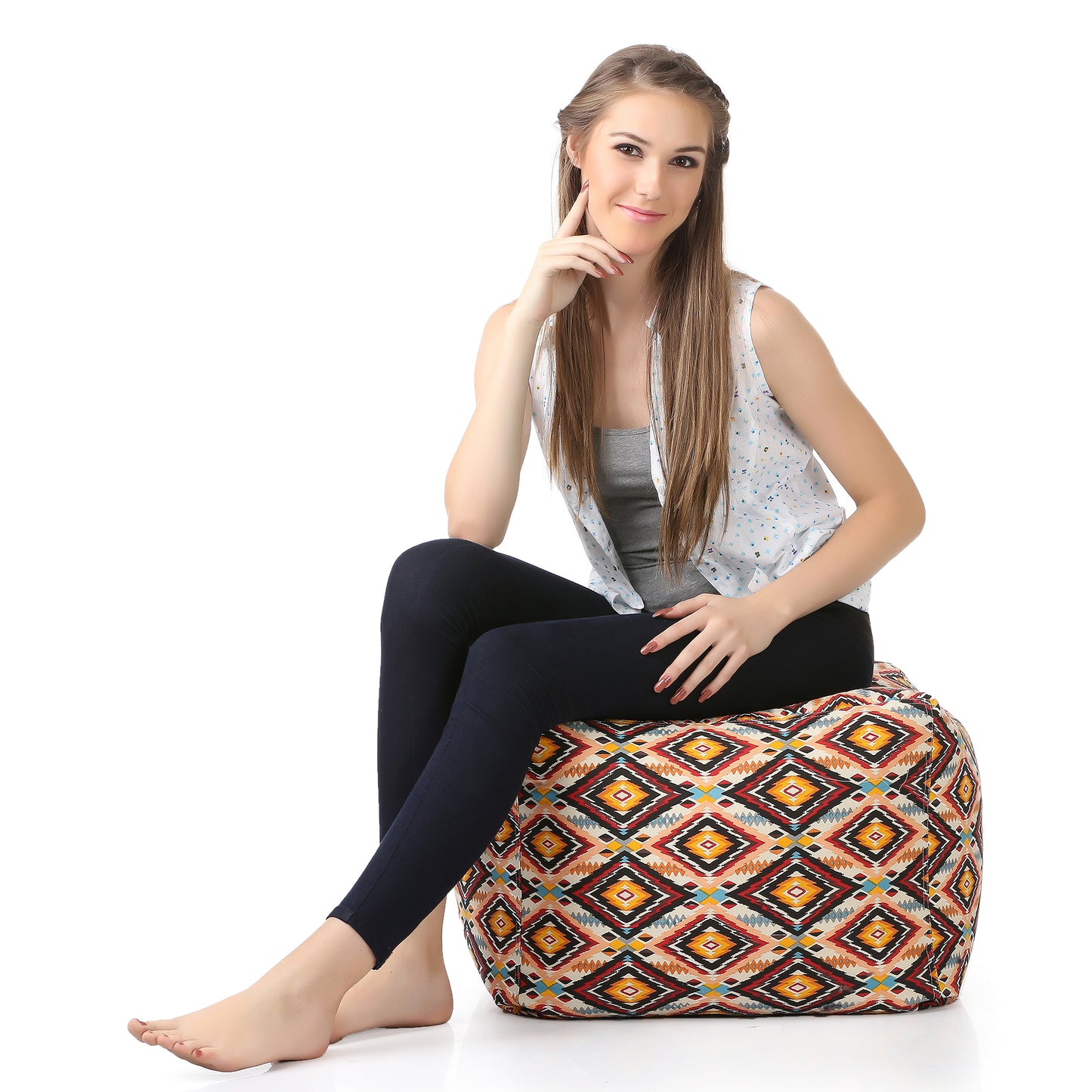 Square - Ottoman Printed Bean Bag With Fillers - Large