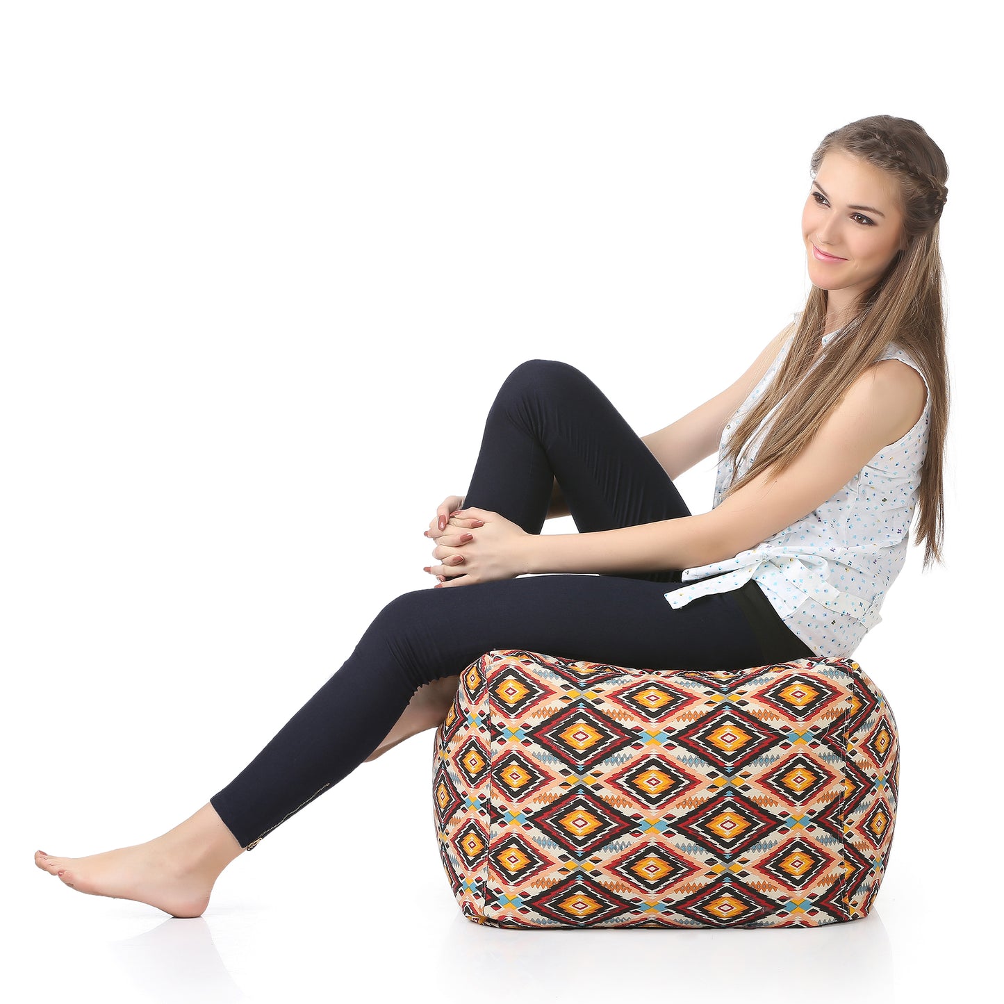 Square - Ottoman Printed Bean Bag With Fillers - Large