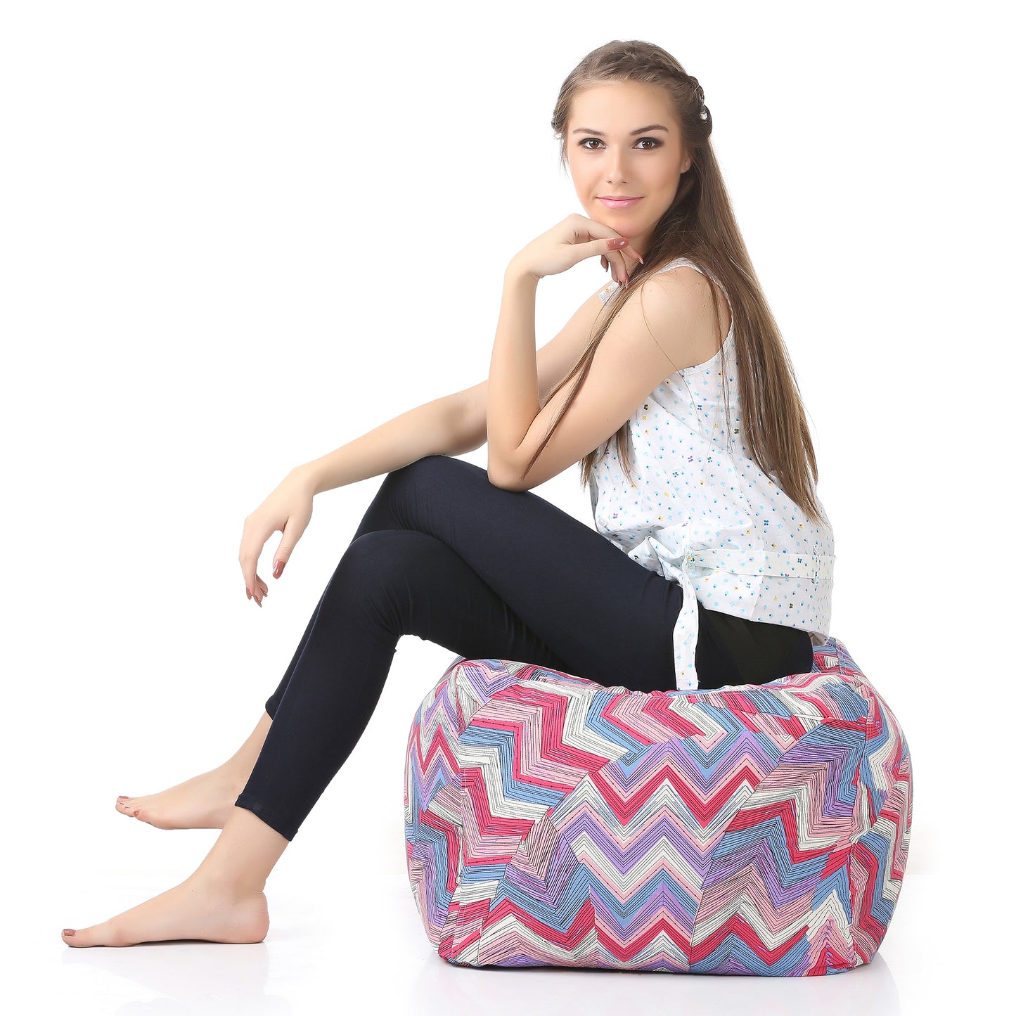 Square - Ottoman Printed Bean Bag With Fillers - Large
