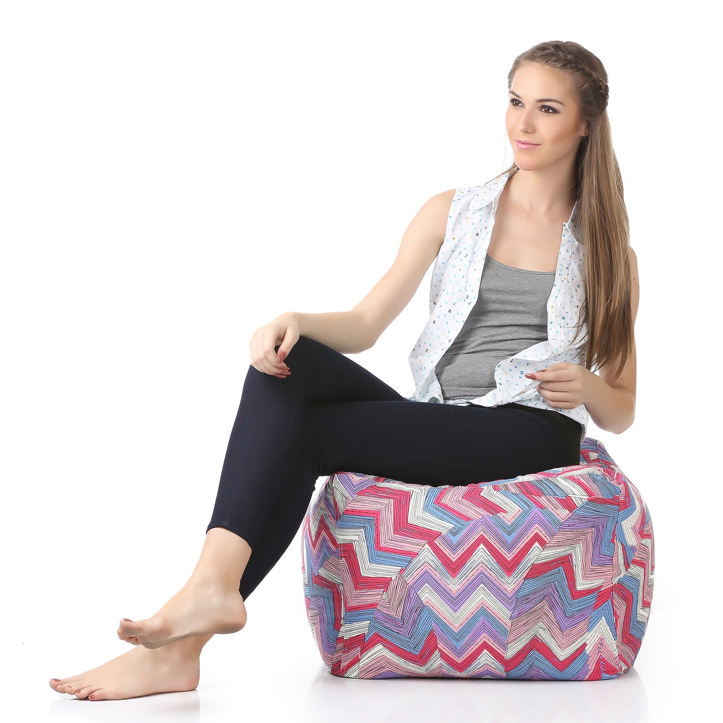 Square - Ottoman Printed Bean Bag With Fillers - Large