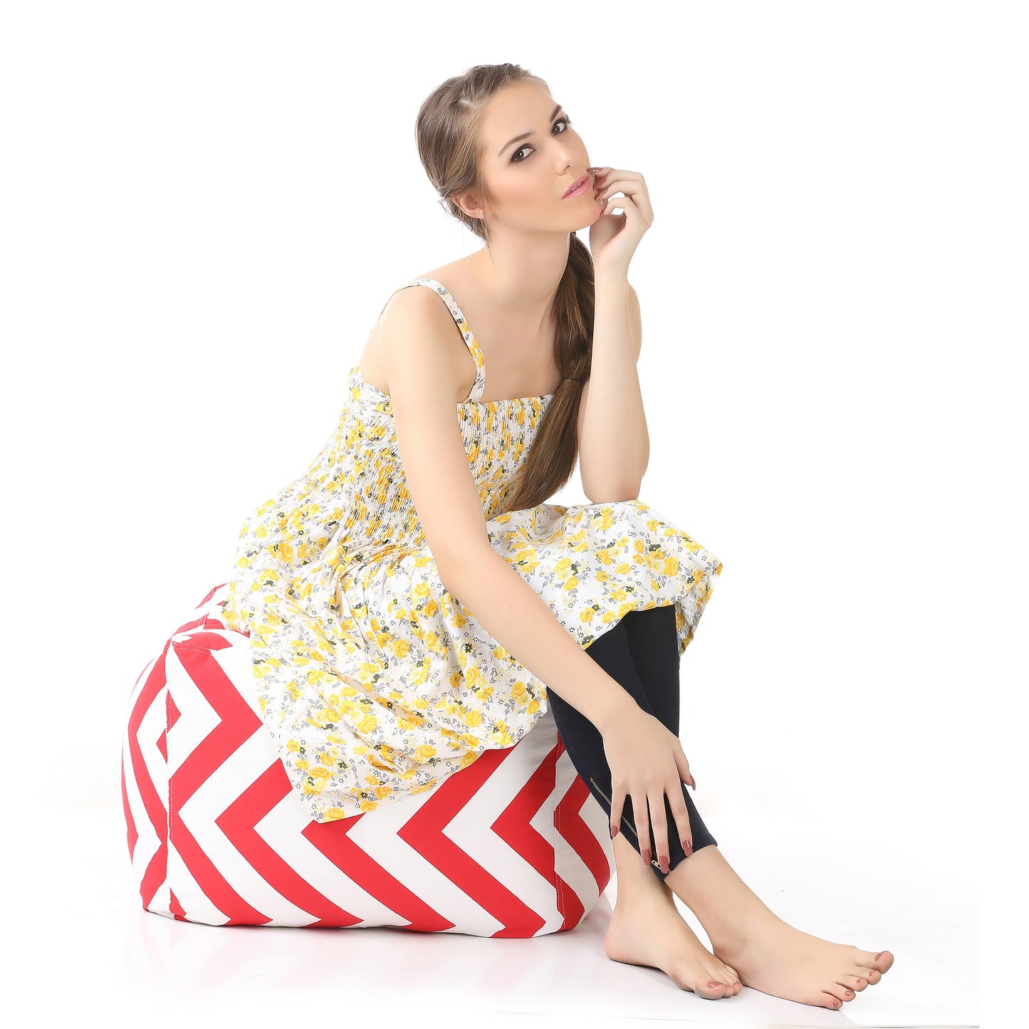 Square - Ottoman Printed Bean Bag With Fillers - Large