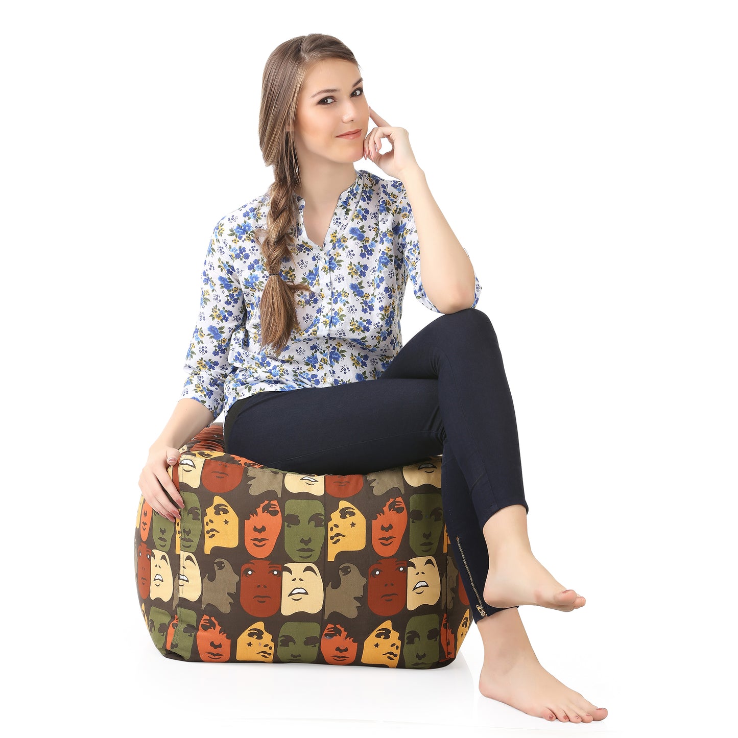 Square - Ottoman Printed Bean Bag With Fillers - Large