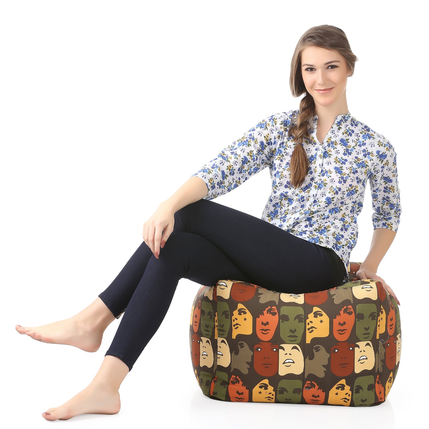 Square - Ottoman Printed Bean Bag With Fillers - Large