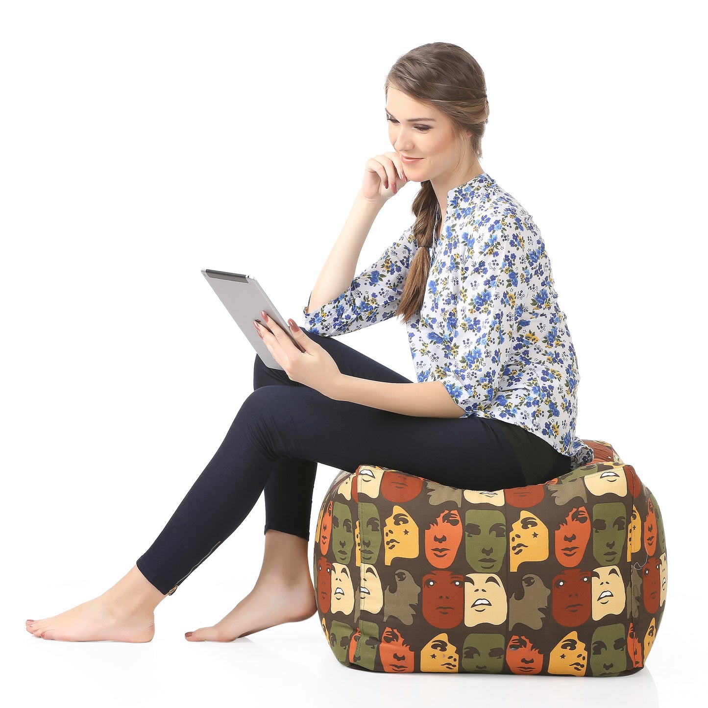 Square - Ottoman Printed Bean Bag With Fillers - Large