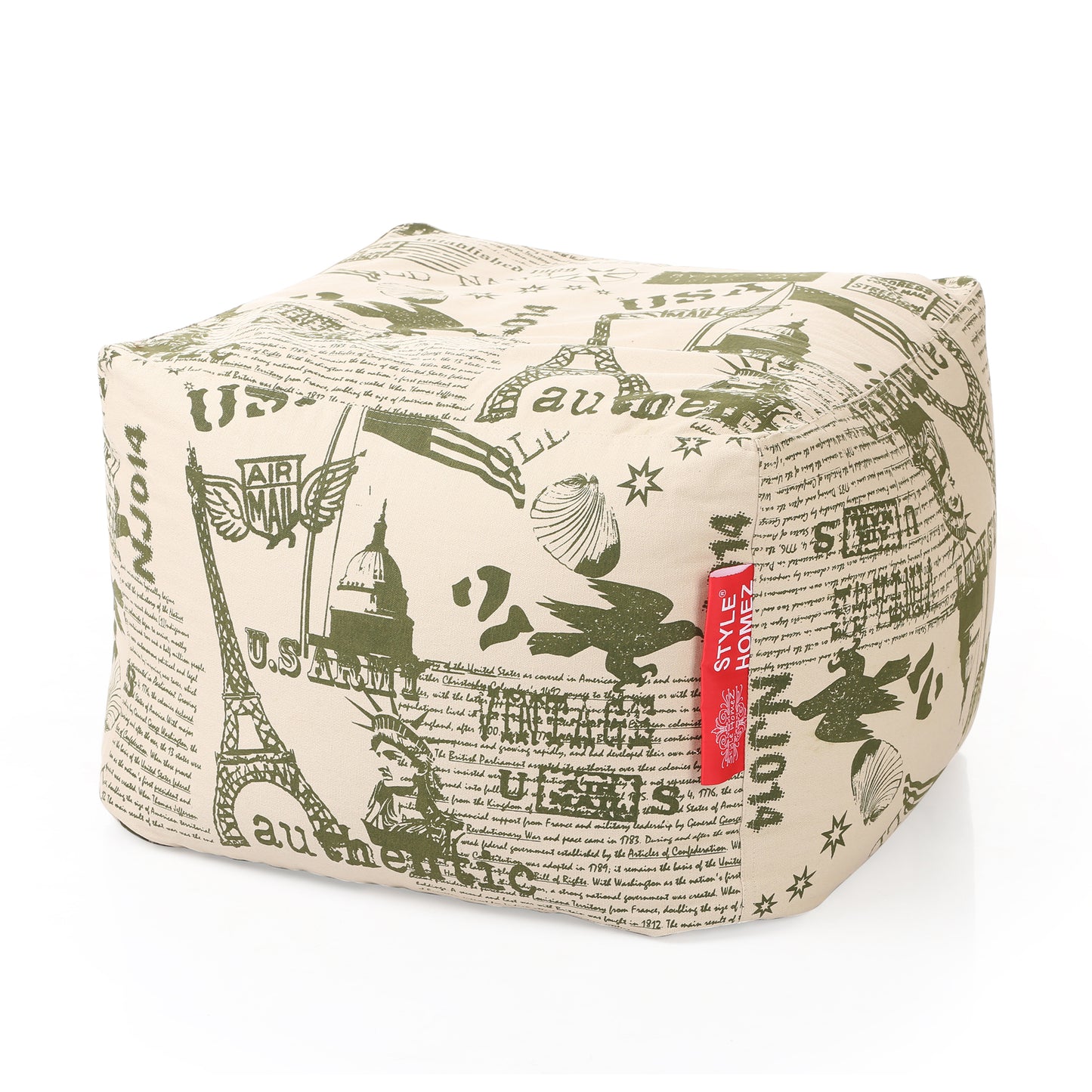Square - Ottoman Printed Bean Bag With Fillers - Large
